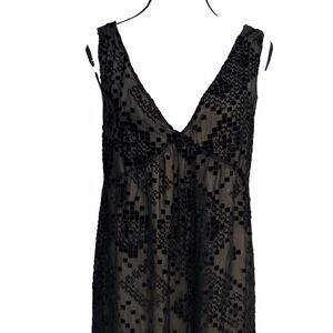 Robin Howe Silk Velvet Burnout Dress Women 12 Black 90s Whimsigoth Grunge Witchy